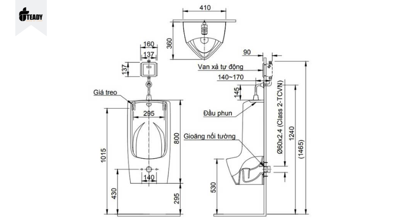 Lưu ý khoảng cách 2 bồn tiểu nam khi lắp đặt